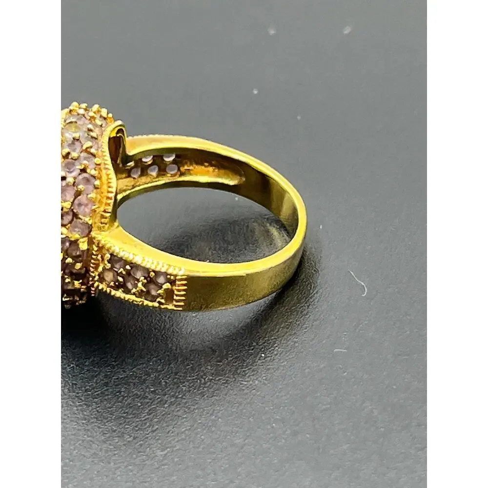 UTC Gold Plated Vermeil Sterling‎ Silver Cushion Cut Amethyst Cocktail Ring Sz 8